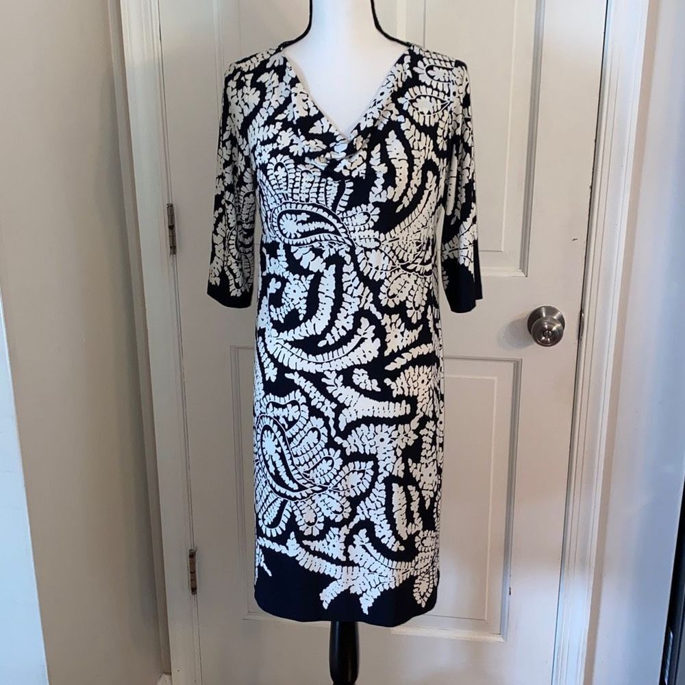 Chico's Black and White Paisley-Print Midi Dress